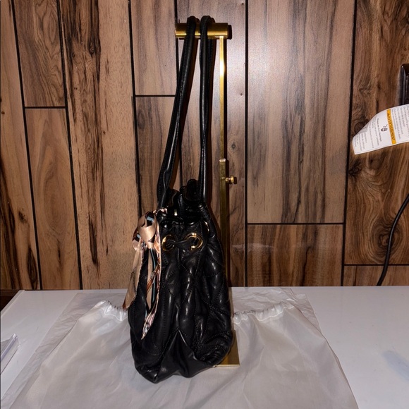 Furla Carmen Black Quilted Shoulder Bag with Scarf. - Picture 4 of 16